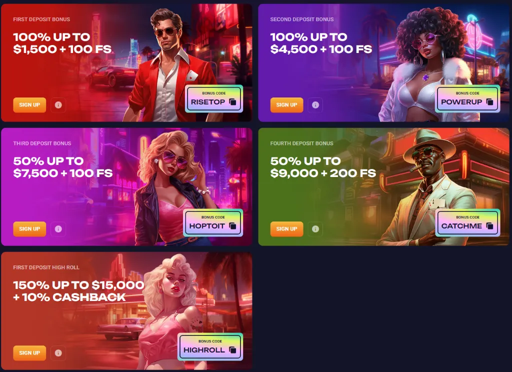 Retro Bet deposit bonus banners with promo codes